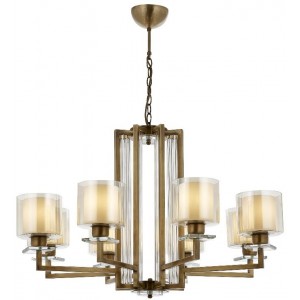 METAL and GLASS CHROME and ANTIQUE COLOR CHANDELIER 80 CM DIAMETER LOAD: 90 CM